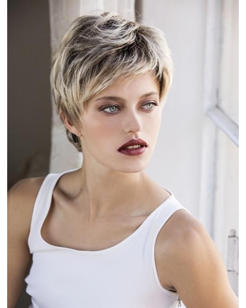 Blonde Boycuts Wavy Short Lace front Synthetic Women Wigs