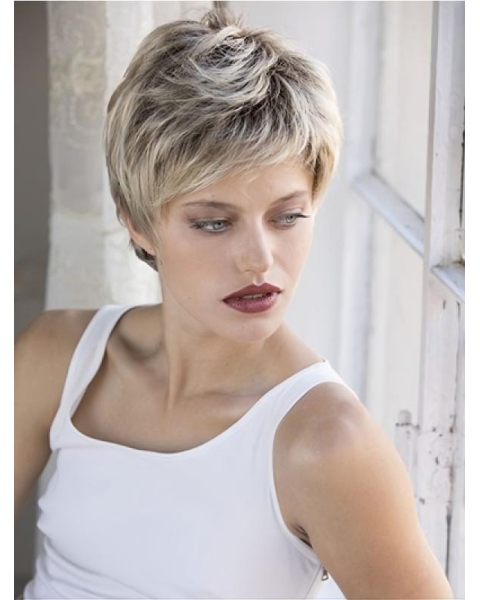 Blonde Boycuts Wavy Short Lace front Synthetic Women Wigs