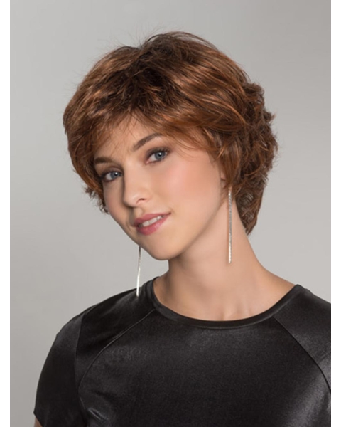 Wavy Auburn 8" Layered Capless Short Synthetic Women Wigs