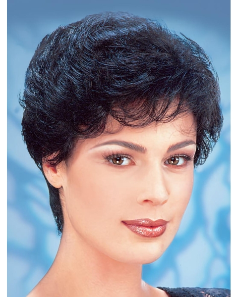 Synthetic Short Wavy Black Capless Synthetic Women Wigs