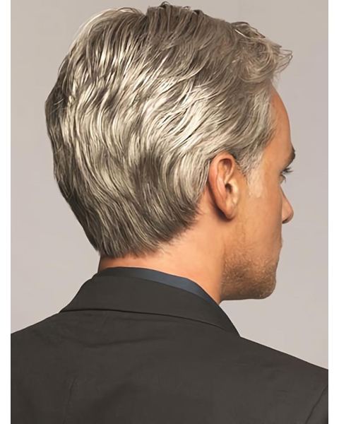 New Arrival 6" Wavy  Short Synthetic Grey Men Wigs