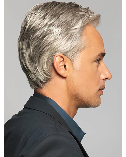 New Arrival 6" Wavy  Short Synthetic Grey Men Wigs