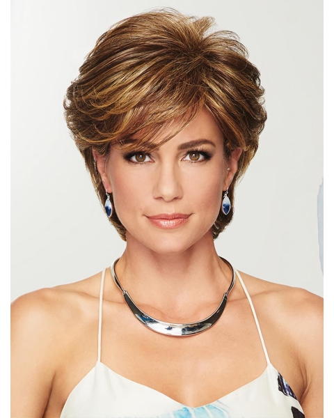 Wavy Short 4" Capless Layered Best Synthetic Women Wigs 