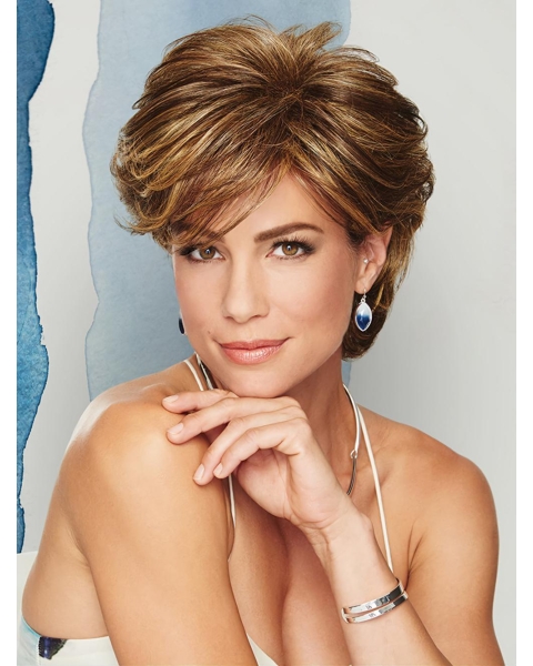 Wavy Short 4" Capless Layered Best Synthetic Women Wigs 