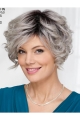 New 8" Short Wavy Capless Synthetic Grey Women Wigs