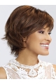 8" Wavy Brown  Short With Bangs Monofilament Synthetic Women Wigs