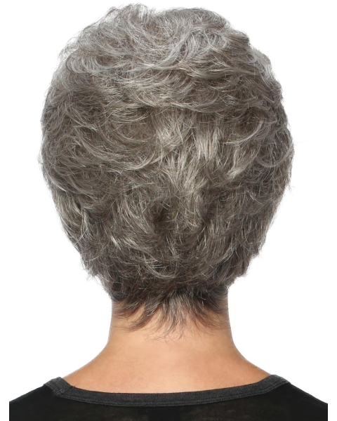 Wavy 8" Capless Short Synthetic Grey Women Wigs