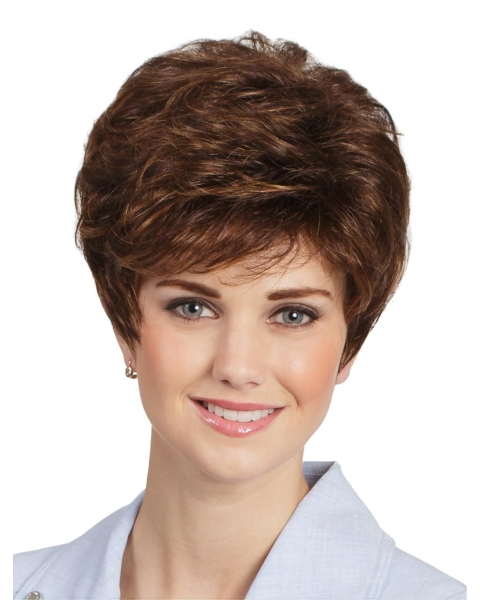  Classic Wavy 8" Short Brown Capless Synthetic Women Wigs