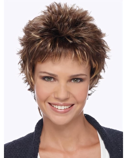 Wavy Short Online Boycuts 6" Capless Synthetic Women Wigs