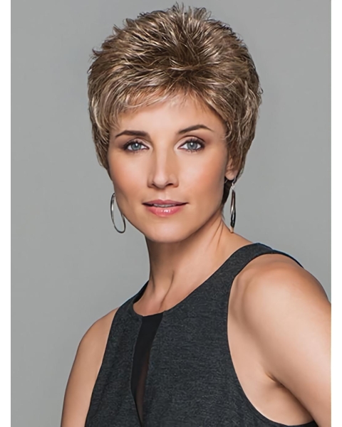 Wavy Short Best Boycuts 4" Capless Synthetic Women Wigs