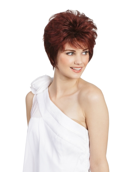 Monofilament Wavy Red 8" Classic Wigs For People With Cancer