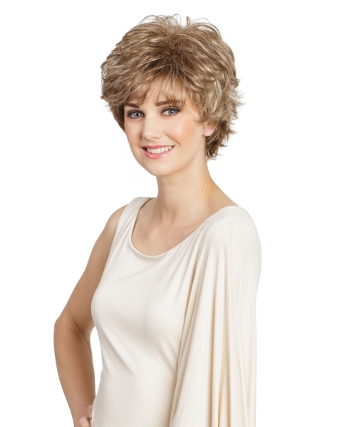 Classic Blonde Wavy Short 8" Capless Synthetic Lady Wig