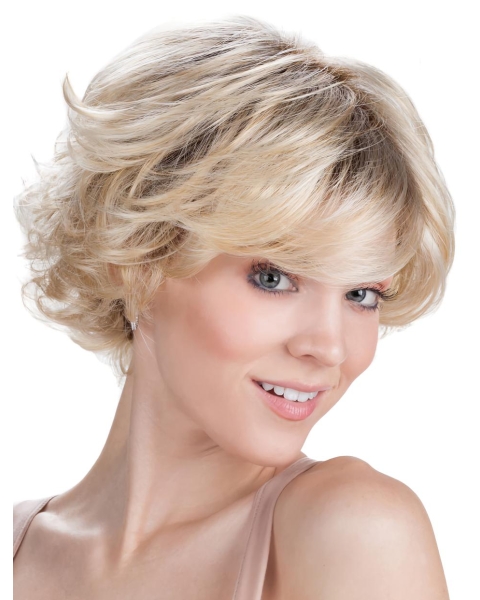 9" Blonde Wavy Short Capless Synthetic Women Wig