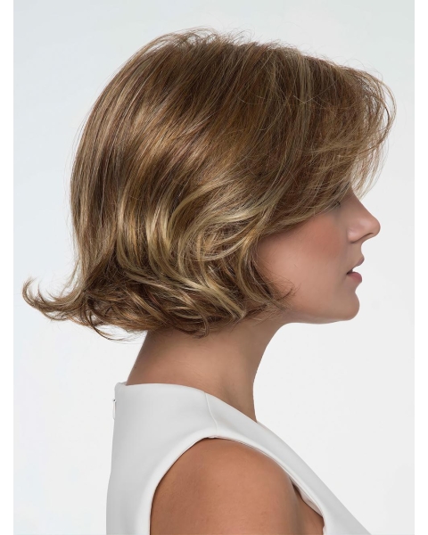 Short Wavy Without Bangs Capless Synthetic Women Wigs 