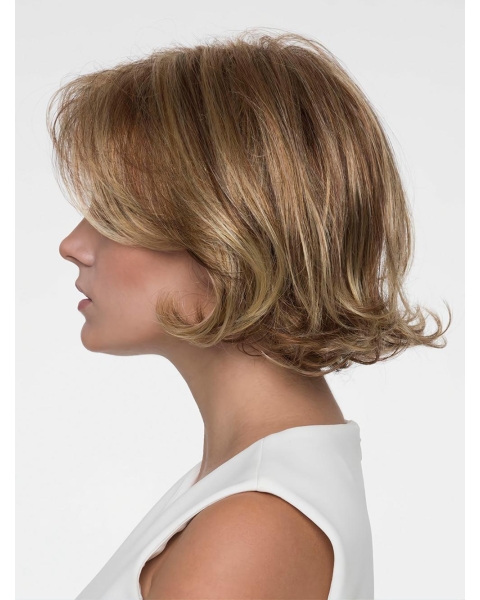 Short Wavy Without Bangs Capless Synthetic Women Wigs 