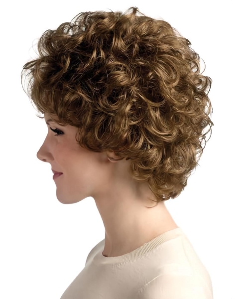 Wavy Short Brown With Bangs Capless Synthetic Women Wigs