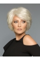 Wavy White Layered Short Monofilament Human Hair Women Wigs