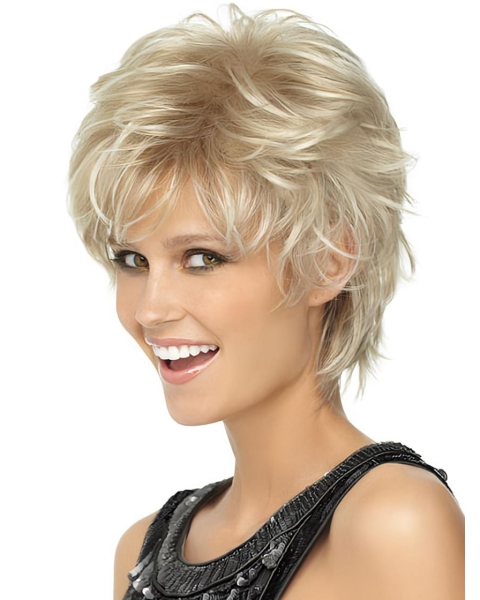 Blonde Wavy Short Capless Synthetic Women Wigs