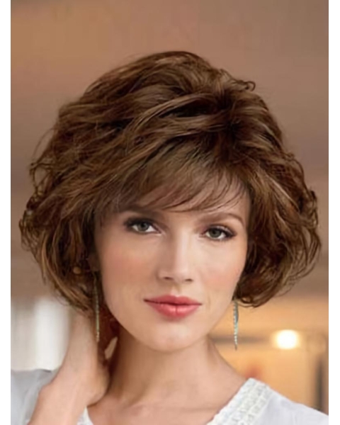 Perfect Brown Wavy Short Capless Classic Synthetic Women Wigs