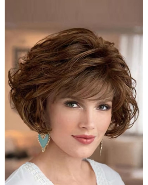 Perfect Brown Wavy Short Capless Classic Synthetic Women Wigs