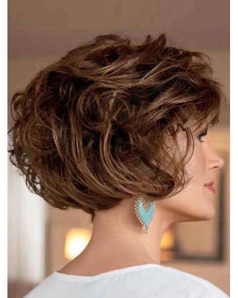 Perfect Brown Wavy Short Capless Classic Synthetic Women Wigs