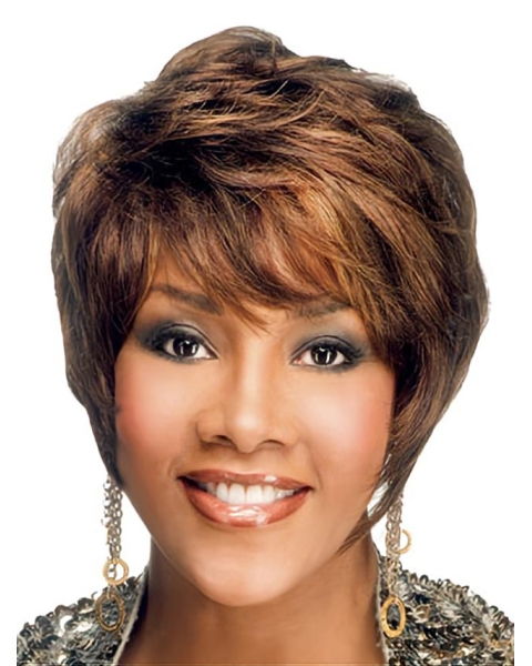 Beautiful Auburn Wavy Short Capless Human Hair African American Women Wigs