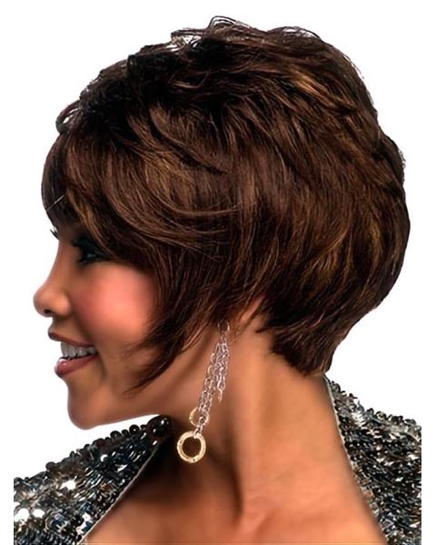 Beautiful Auburn Wavy Short Capless Human Hair African American Women Wigs