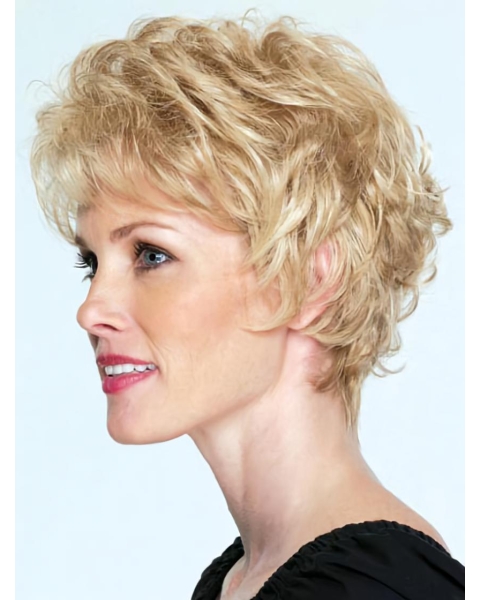 Fashionable Blonde Wavy Short Capless Classic Human Hair Women Wigs