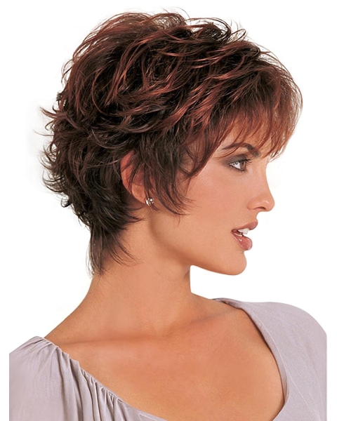 Best Auburn Wavy Short Capless Synthetic Women Wigs