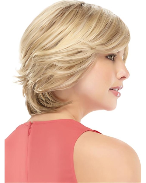 Stylish Blonde Wavy Short Lace Front Remy Human Hair Women Wigs