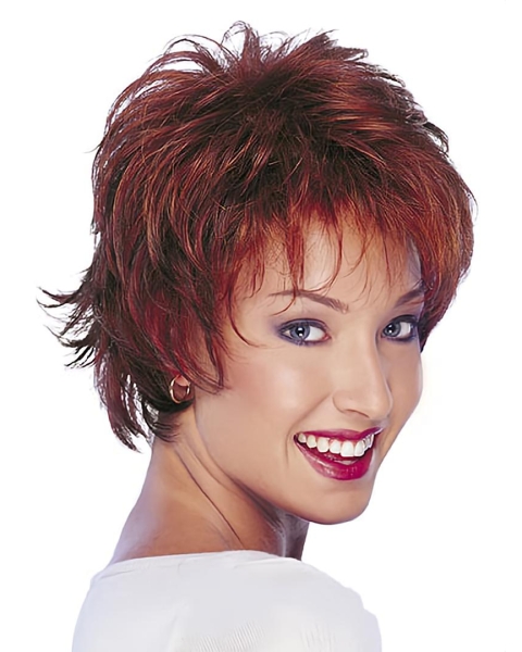 Stylish Red Wavy Short Capless Human Hair Women Wigs