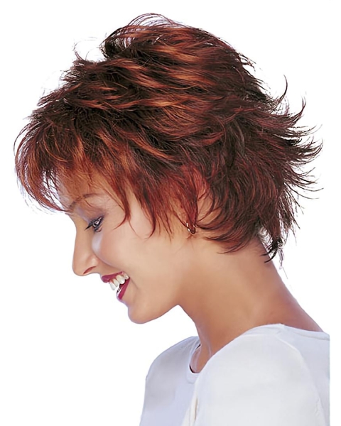 Stylish Red Wavy Short Capless Human Hair Women Wigs