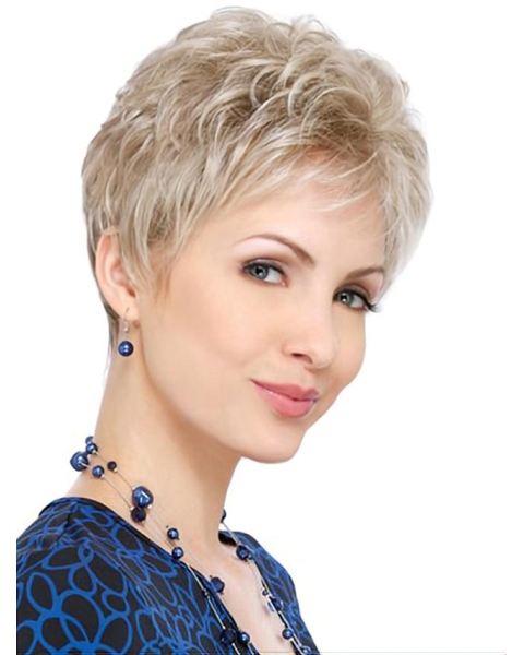 Graceful Blonde Wavy Short Monofilament Synthetic Women Celebrity Wigs