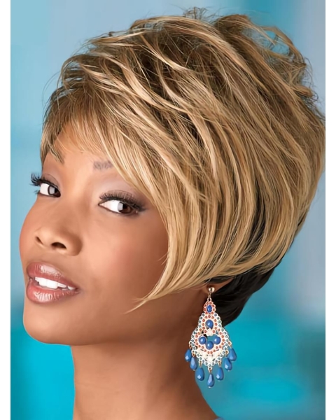 Popular Blonde Wavy Short Capless Synthetic African American Women Wigs