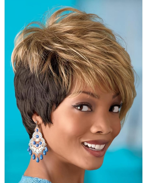 Popular Blonde Wavy Short Capless Synthetic African American Women Wigs