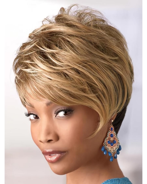 Popular Blonde Wavy Short Capless Synthetic African American Women Wigs