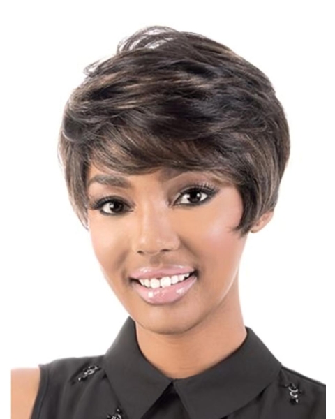 Designed Brown Wavy Short African American Wigs