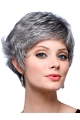 Dip Layered Short Wavy Great Capless Synthetic Grey Lady Wigs