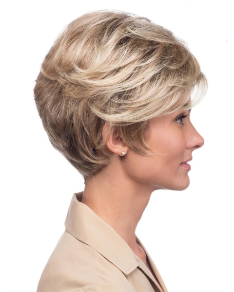 Blonde 8" Wavy Short Monofilament Synthetic Women Wigs