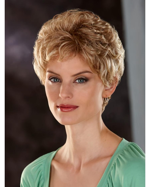 Best Blonde Wavy Short Monofilament Classic Synthetic Women Wigs