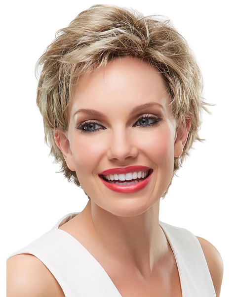 Blonde Wavy Stylish Short Monofilament Synthetic Women Wigs