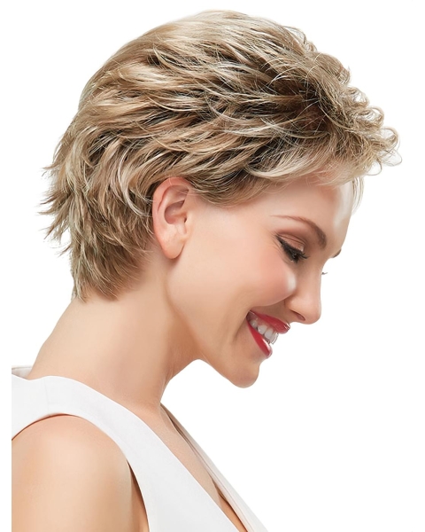 Blonde Wavy Stylish Short Monofilament Synthetic Women Wigs