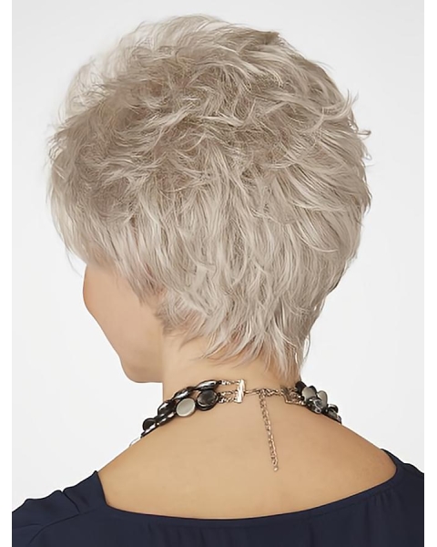 Amazing Short Wavy Lace Front Synthetic Grey Women Wigs