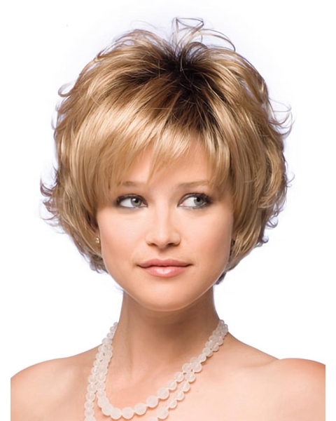 Designed Blonde Wavy Short Capless Synthetic Women Wigs