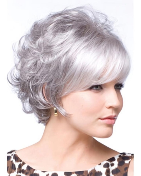 Designed Blonde Wavy Short Capless Synthetic Women Wigs