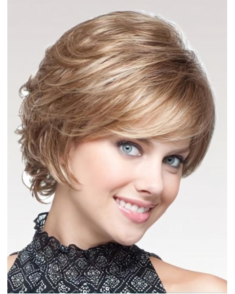 Flexibility Blonde Wavy Short Capless Synthetic Women Wigs