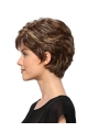 Fantastic Wavy Short Brown Boycuts Monofilament Synthetic Women Wigs