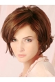 Popular Auburn Wavy Short Layered Lace Front Human Hair Women Wigs