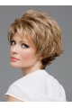  Brown Short Wavy Layered Comfortable Lace Front Human Hair Lady Wigs