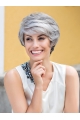 Wavy Short Smooth Lace Front  Human Hair Grey Lady  Wigs